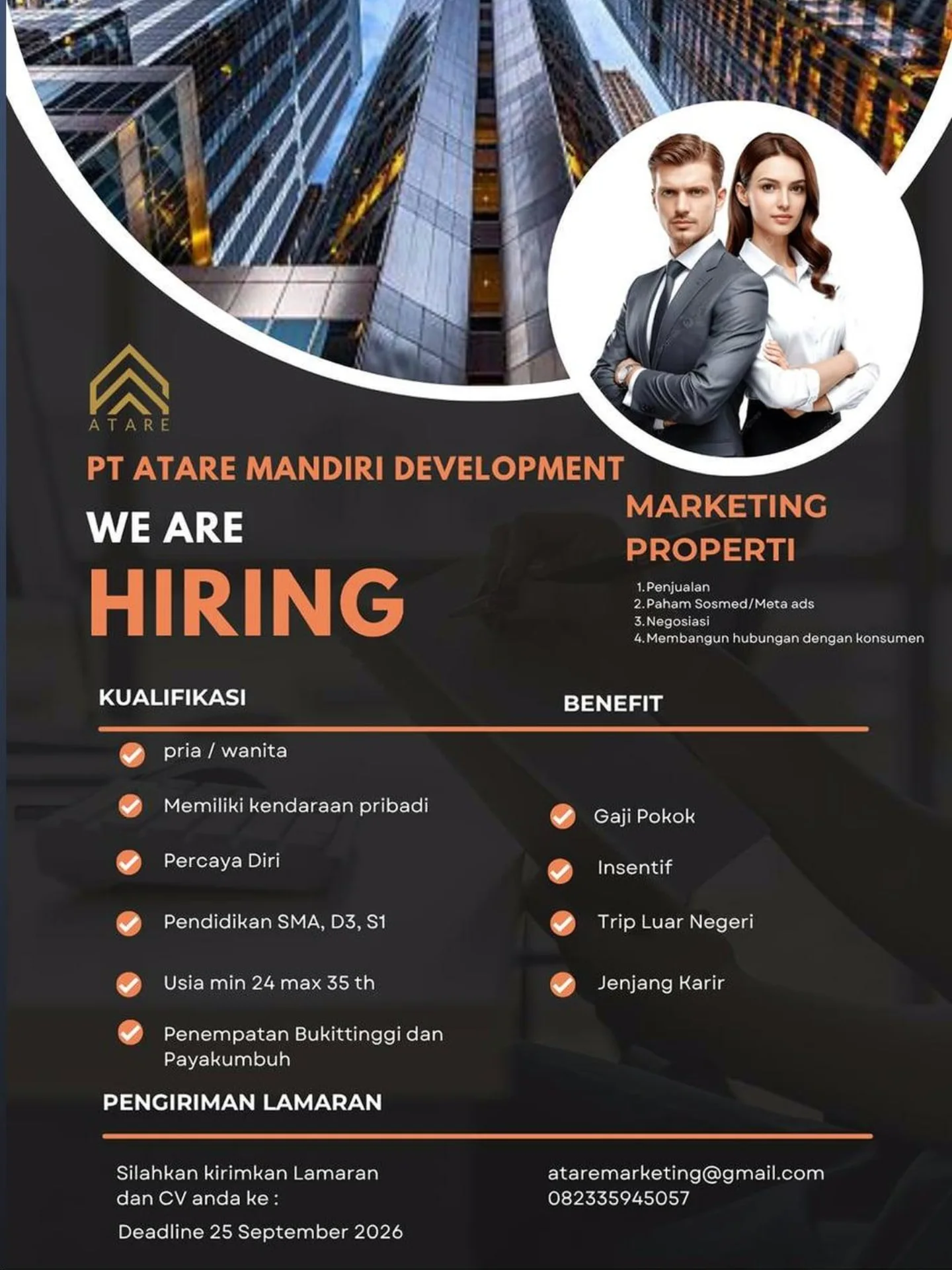Brosur Lowongan Marketing Properti - PT Atare Mandiri Development