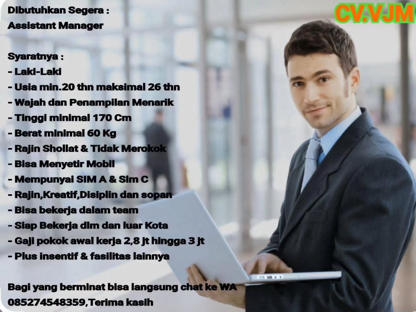 Brosur Lowongan Assistant Manager - CV. VJM