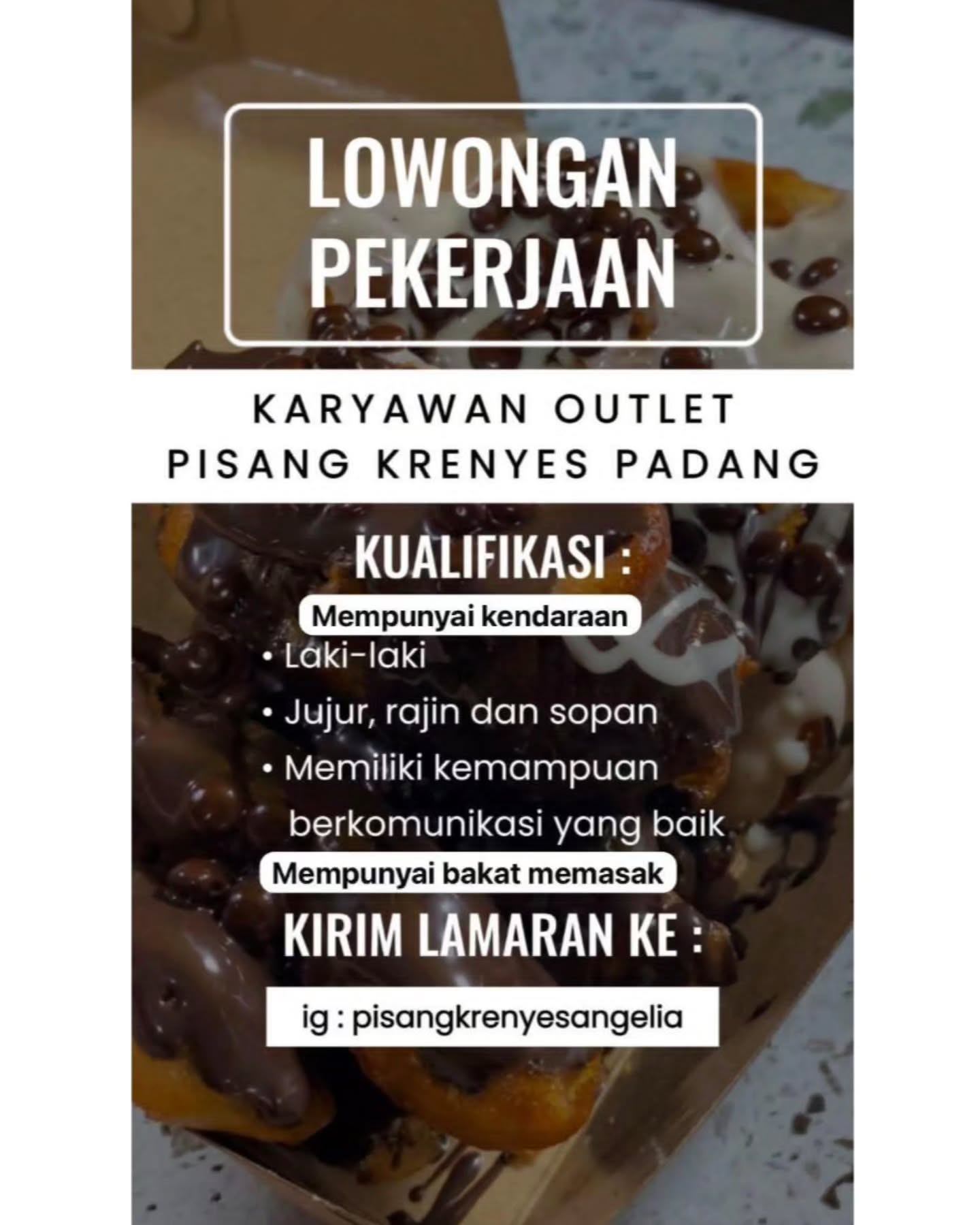 Brosur Lowongan Karyawan Outlet - Pisang Krenyes Padang