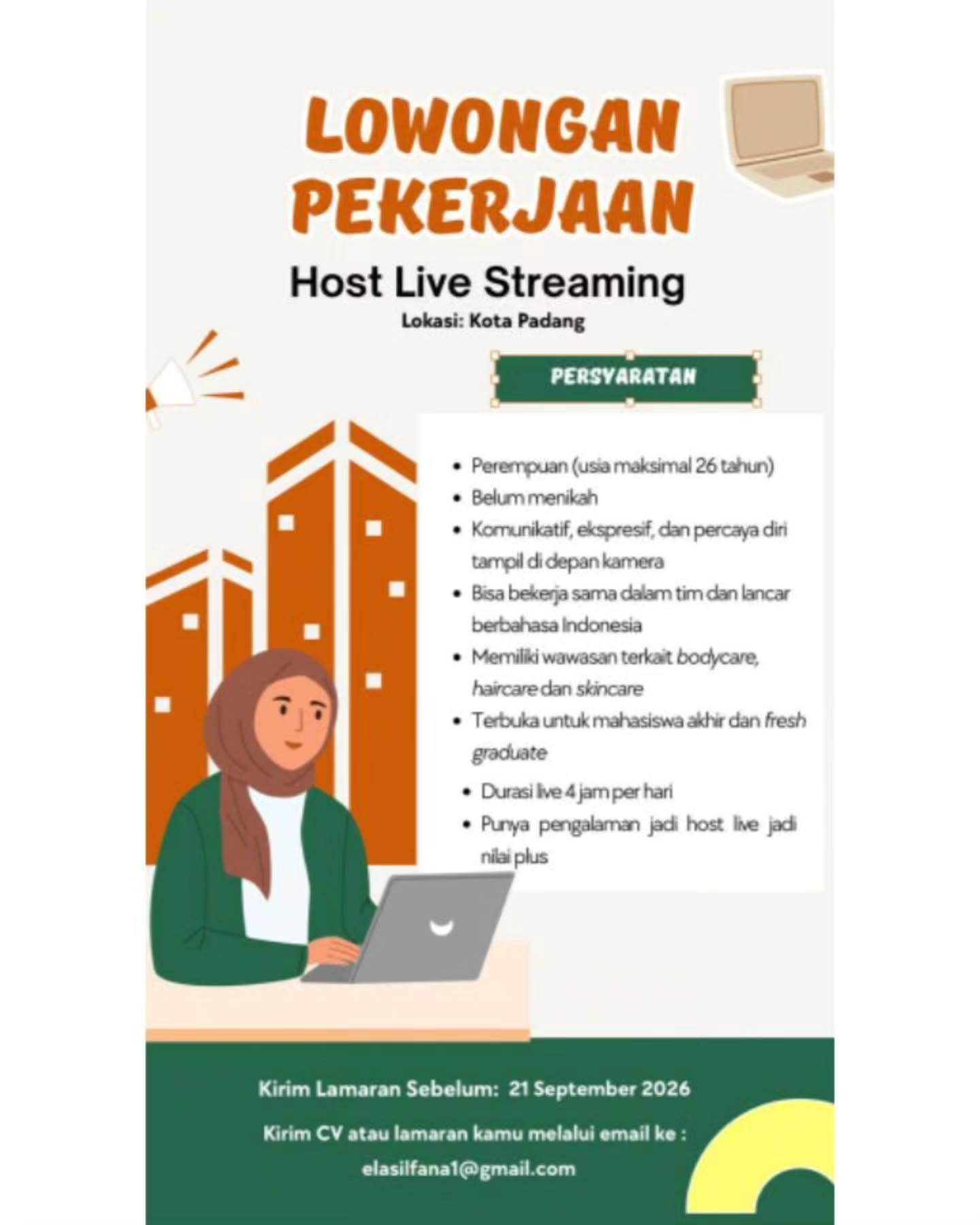 Brosur Lowongan Host Live Streaming - Tidak Disebutkan