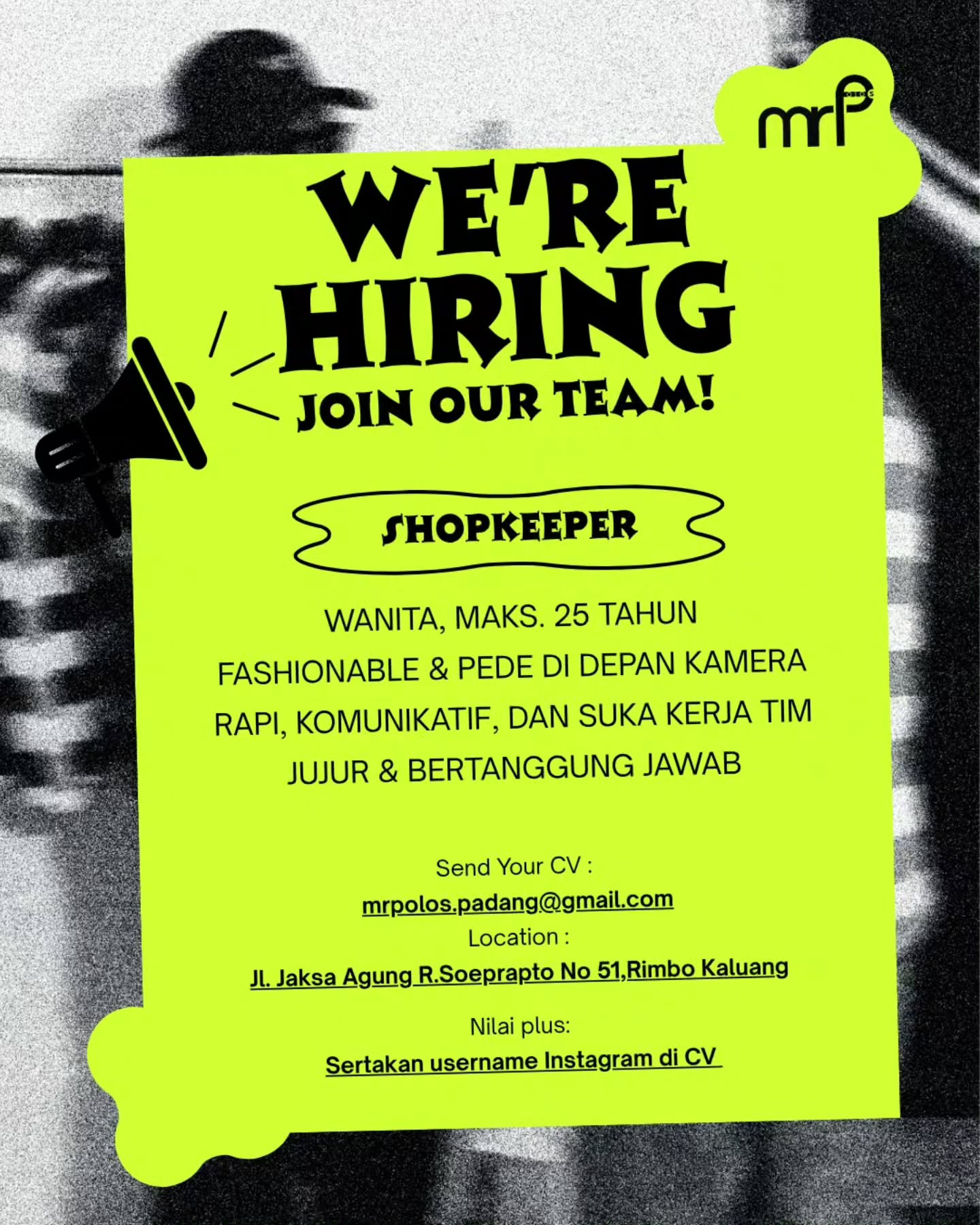 Brosur Lowongan Shopkeeper - Mr Polos